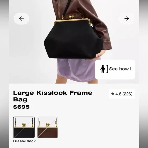 COACH Large Kisslock Frame Bag Designer Black Leather Clutch with Gold NEW TAGS - Picture 8 of 17